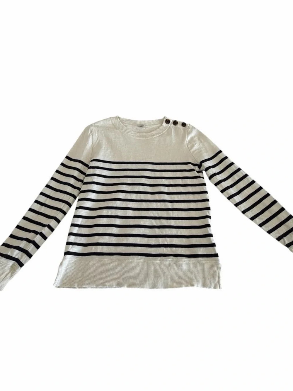 J.Crew Striped Button-Shoulder Sweater
